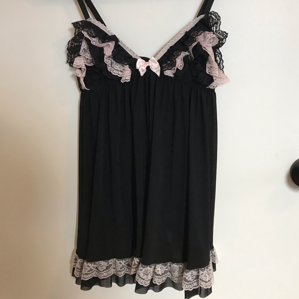 Pink & Black Lace Babydoll